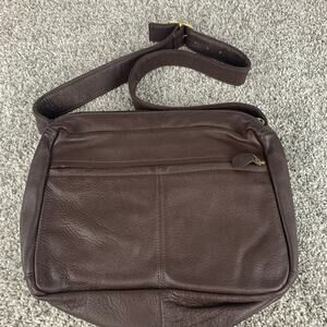 Coronado leather Shoulder Bag Purse Chocolate Brown Outside Pokets Adjust Strap